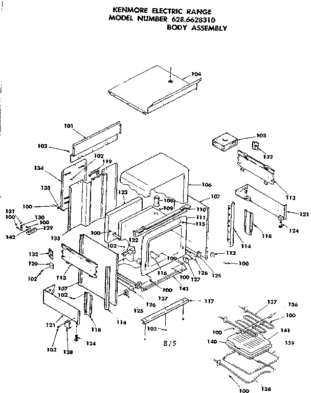 Kenmore 6286628310 body assembly diagram