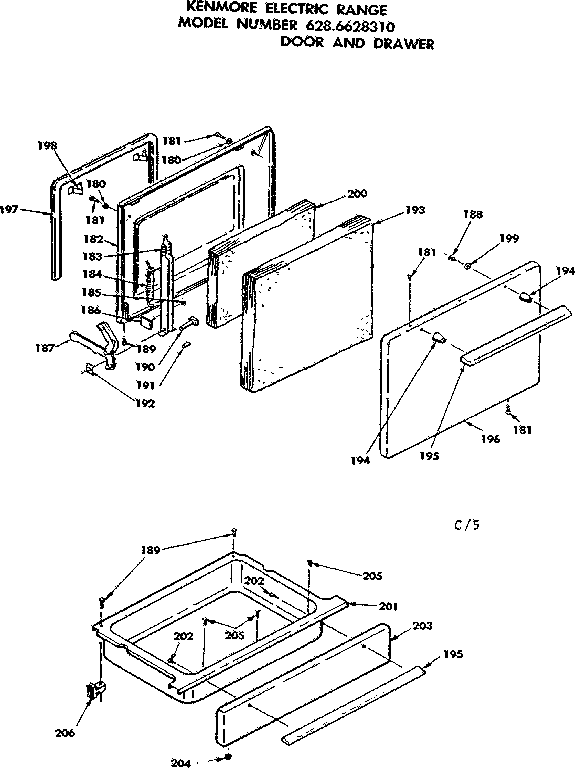 Kenmore 6286628310 door and drawer diagram