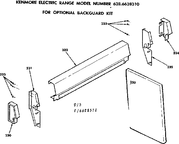 Kenmore 6286628310 optional backguard kit diagram