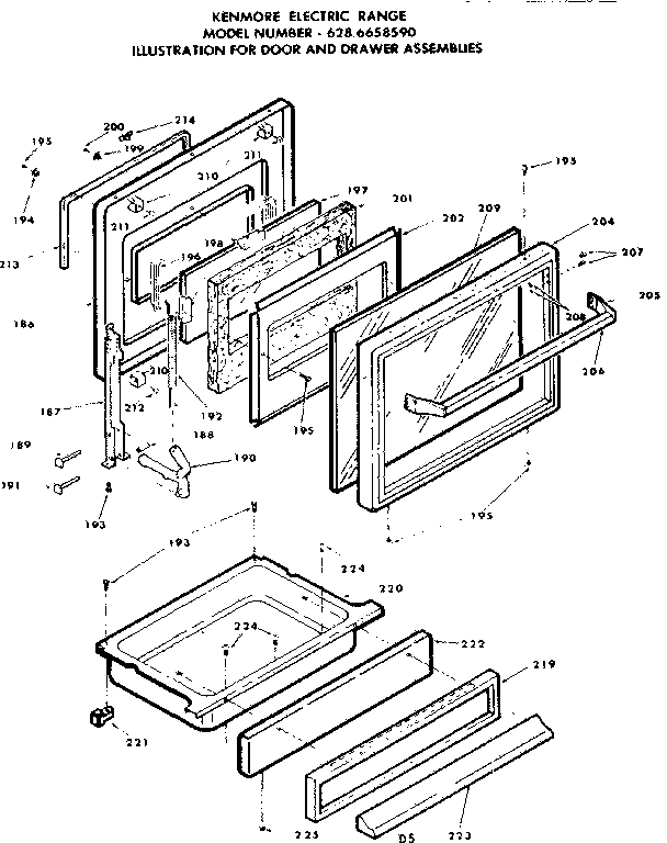 Kenmore 6286658590 door and drawer assemblies diagram