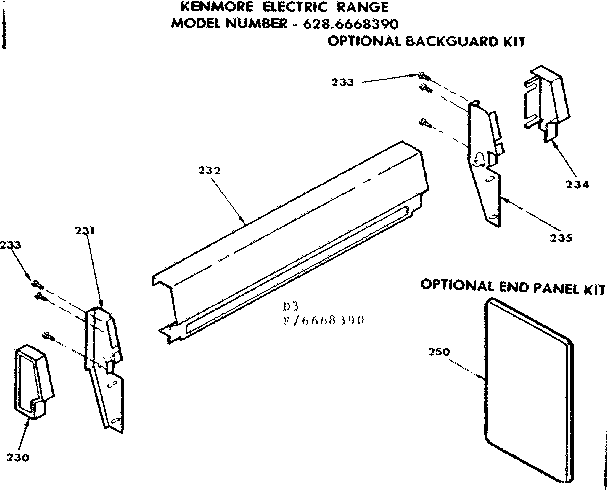 Kenmore 6286668390 optional backguard kit diagram