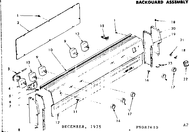 Kenmore 6289087610 backguard assembly diagram