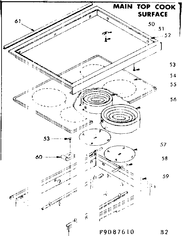 Kenmore 6289087610 main top cook surface diagram
