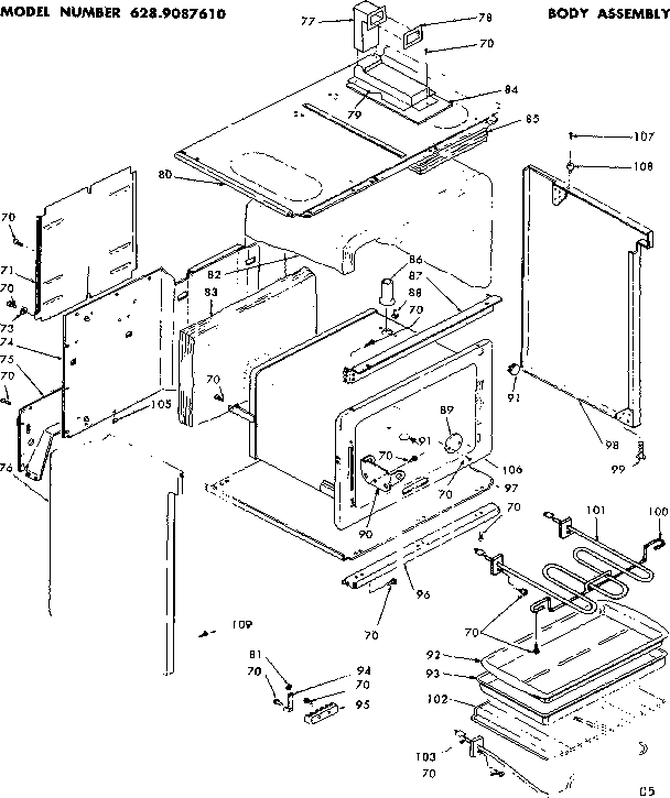 Kenmore 6289087610 body assembly diagram