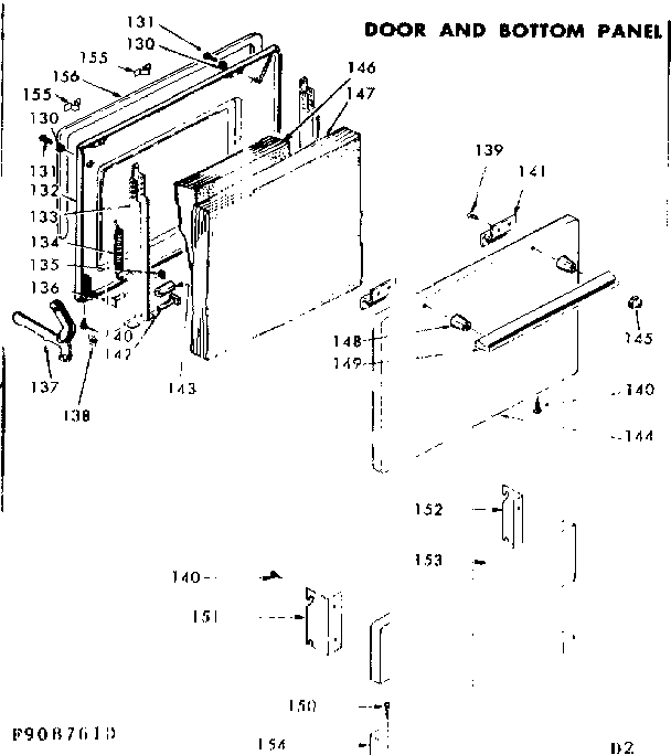 Kenmore 6289087610 door and bottom panel diagram