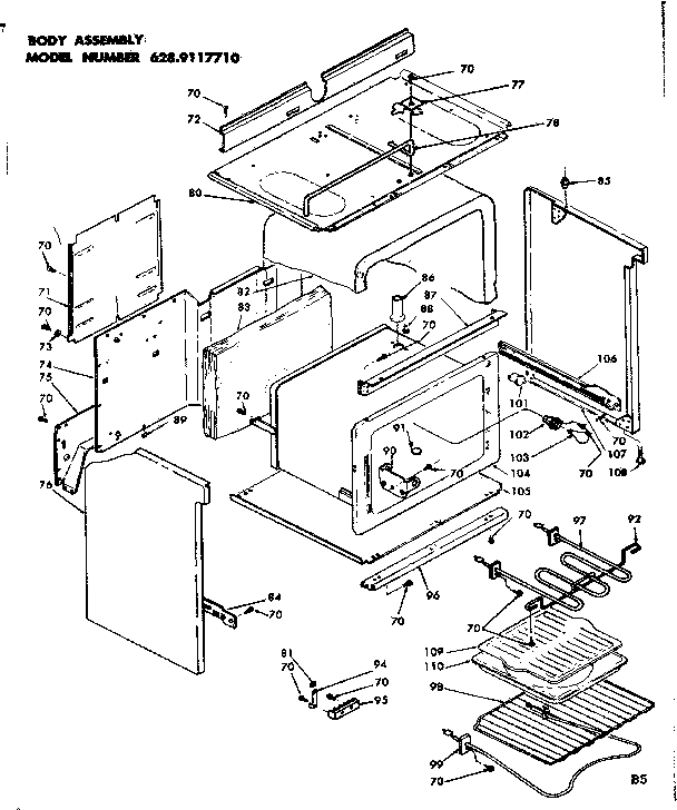 Kenmore 6289117710 body assembly diagram