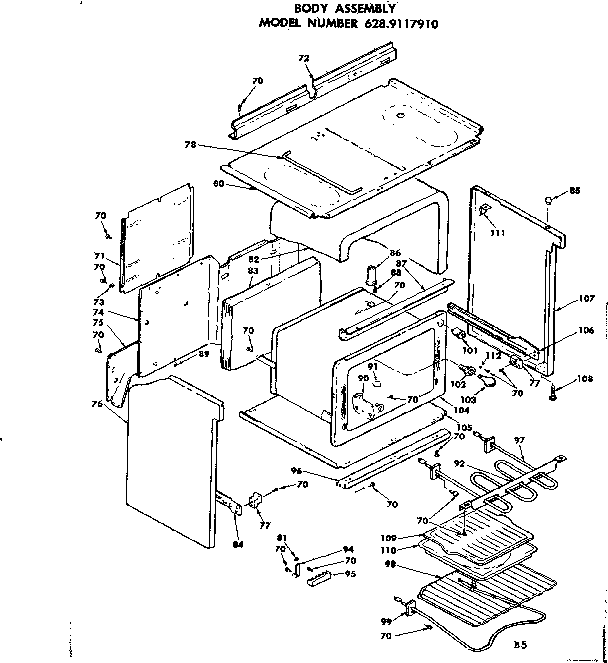 Kenmore 6289117910 body assembly diagram