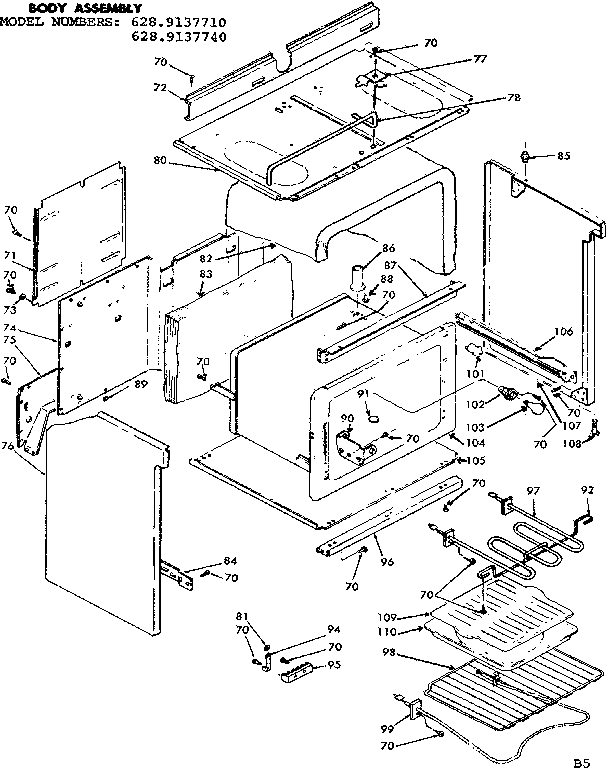 Kenmore 6289137740 body assembly diagram