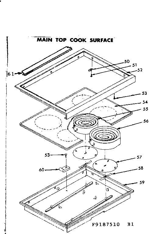 Kenmore 6289187560 main top cook surface diagram