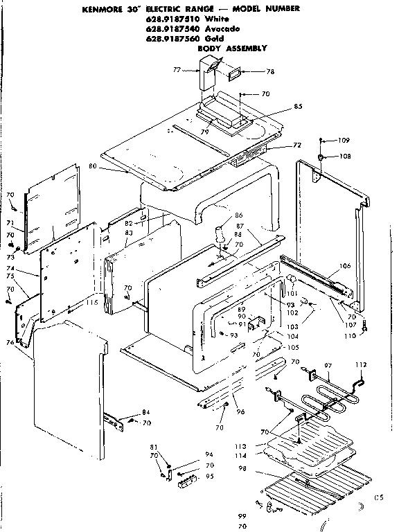 Kenmore 6289187560 body assembly diagram