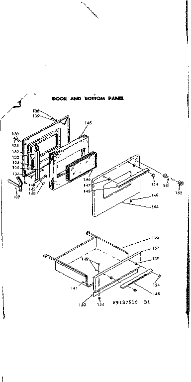 Kenmore 6289187560 door and bottom panel diagram