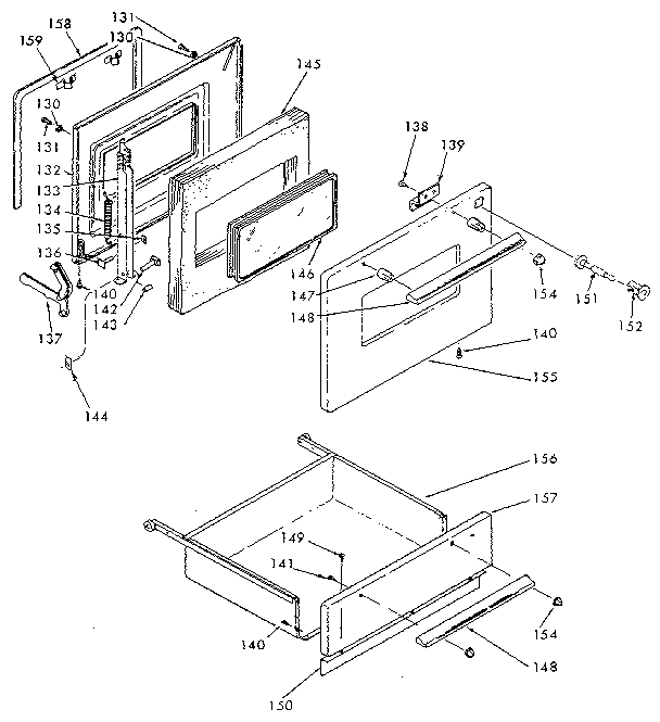 Kenmore 6289187610 door and drawer diagram