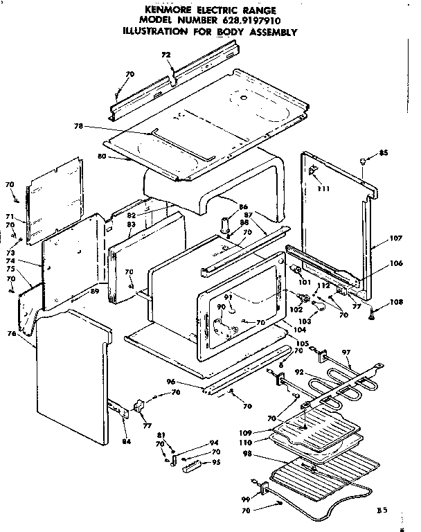 Kenmore 6289197910 body assembly diagram