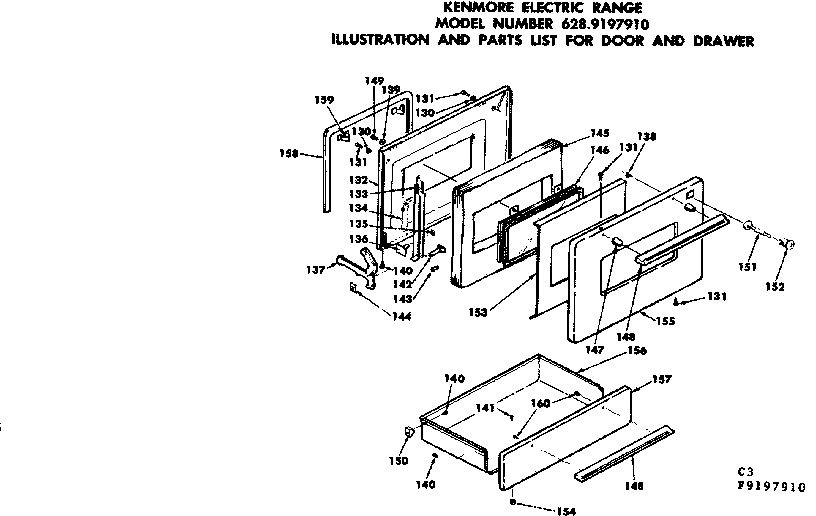 Kenmore 6289197910 door and drawer diagram