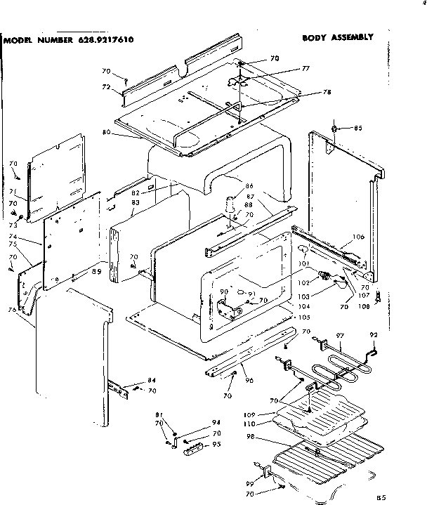 Kenmore 6289217610 body assembly diagram