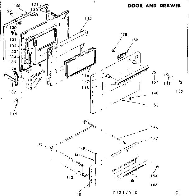 Kenmore 6289217610 door and drawer diagram