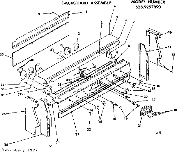 Kenmore 6289297890 backguard assembly diagram