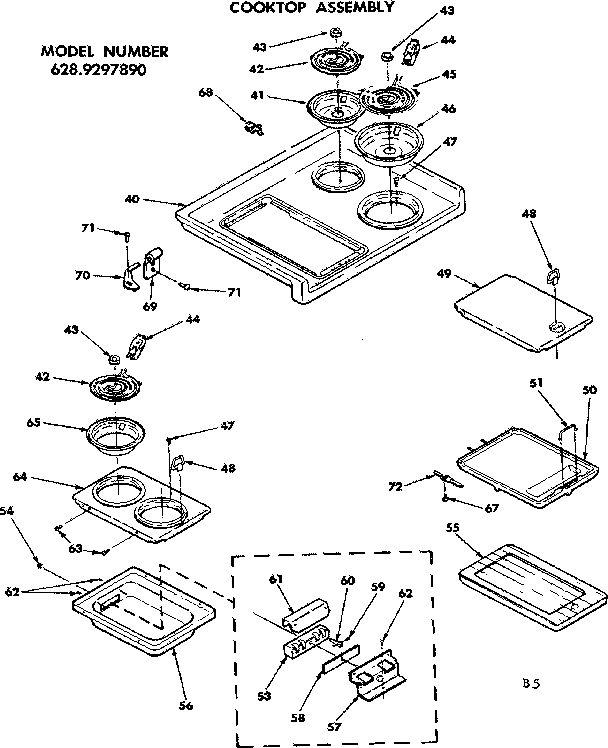 Kenmore 6289297890 cooktop assembly diagram