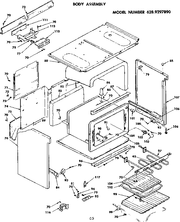 Kenmore 6289297890 body assembly diagram