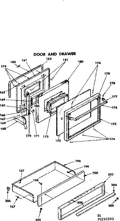 Kenmore 6289297890 door and drawer diagram