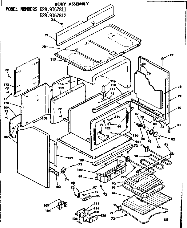 Kenmore 6289367812 body assembly diagram