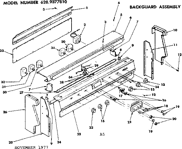 Kenmore 6289377810 backguard assembly diagram