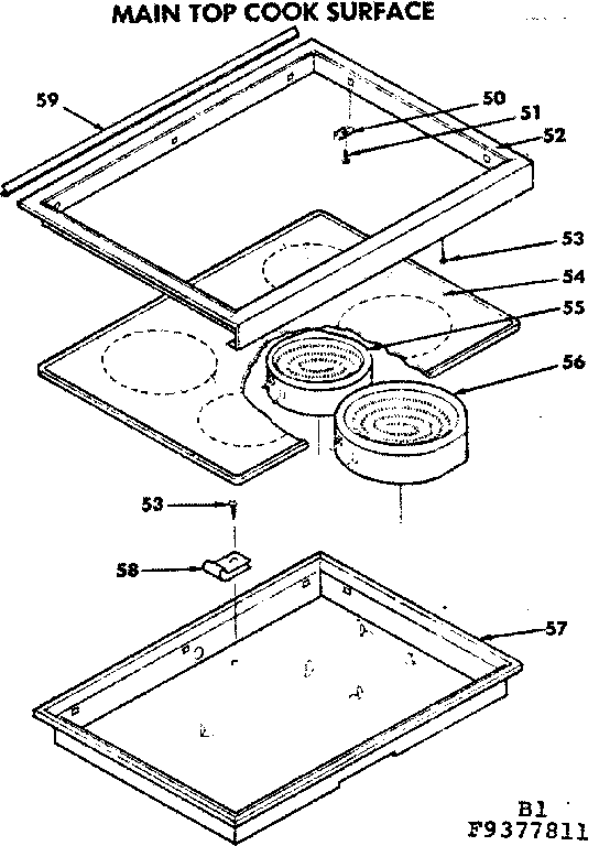 Kenmore 6289377811 main top cook surface diagram