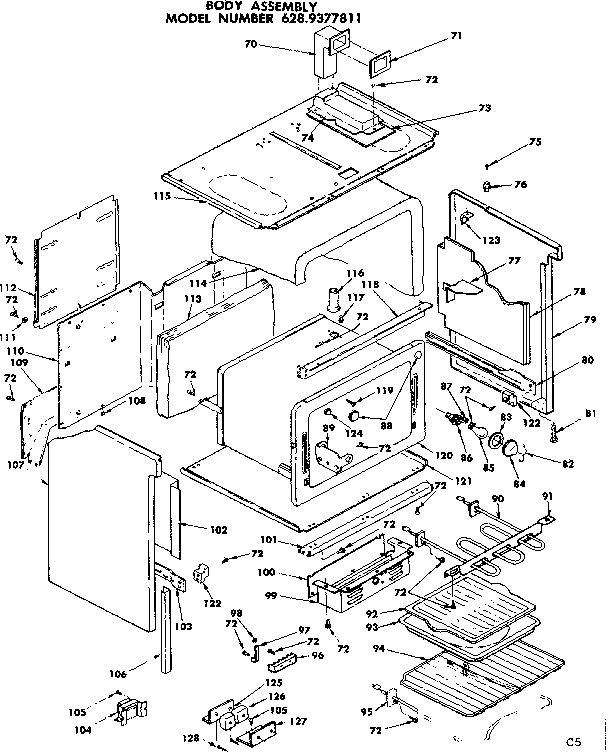 Kenmore 6289377811 body assembly diagram