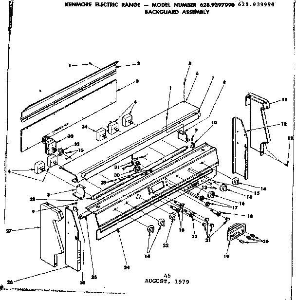 Kenmore 6289397990 backguard assembly diagram