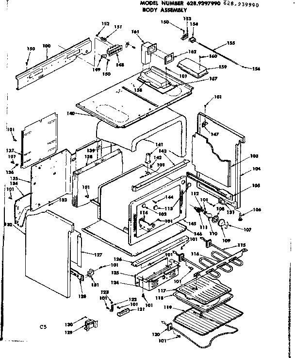 Kenmore 6289397990 body assembly diagram