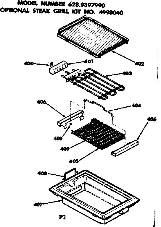 Kenmore 6289397990 optional steak grill kit diagram