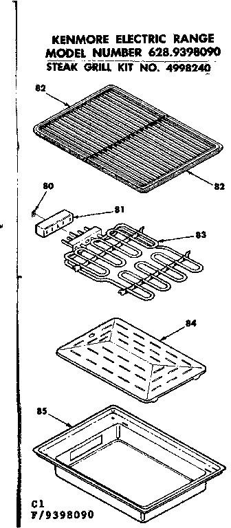 Kenmore 6289398090 steak grill kit diagram
