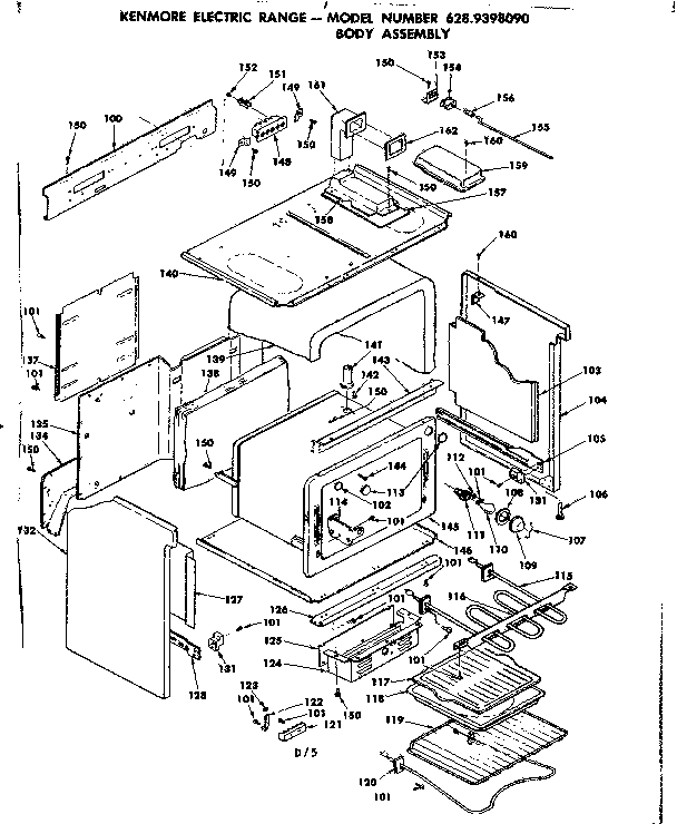 Kenmore 6289398090 body assembly diagram