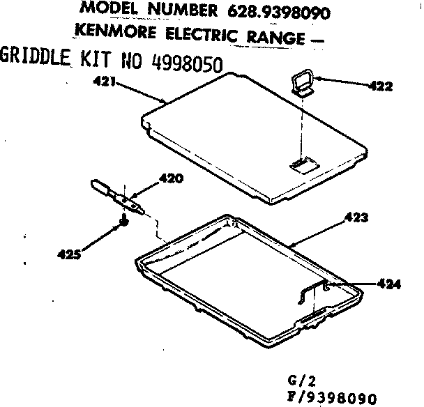 Kenmore 6289398090 griddle kit diagram