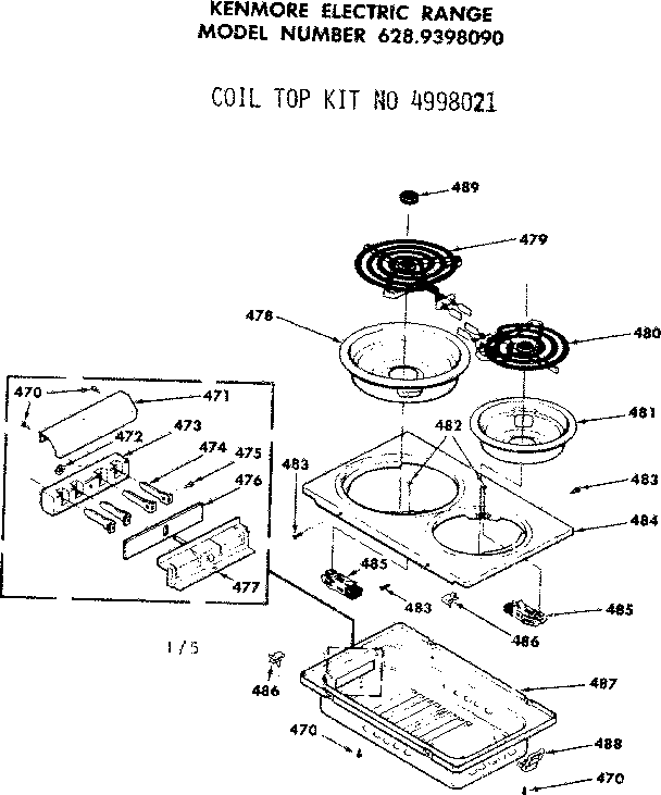 Kenmore 6289398090 optional coil top diagram