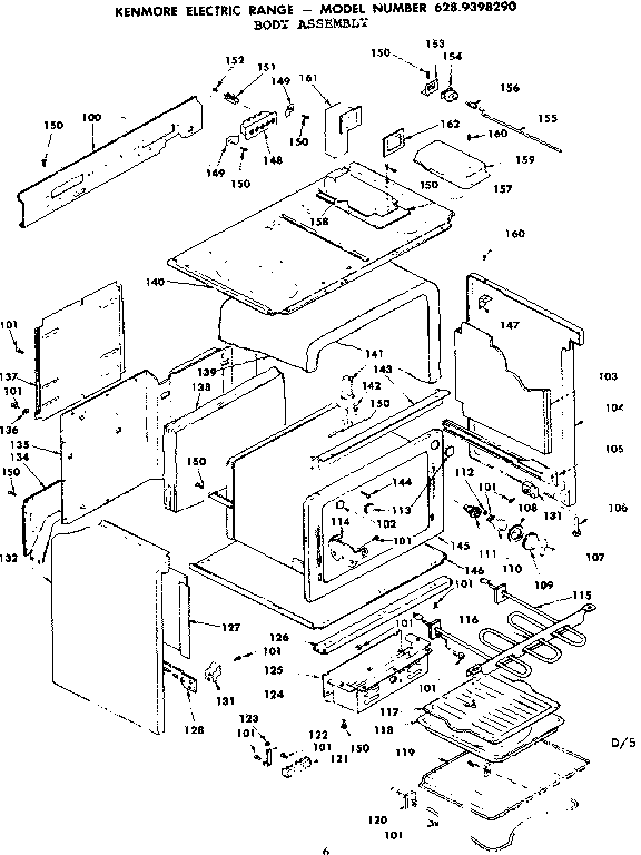 Kenmore 6289398290 body assembly diagram