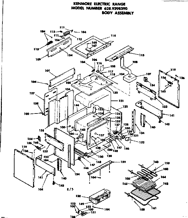 Kenmore 6289398390 body assembly diagram