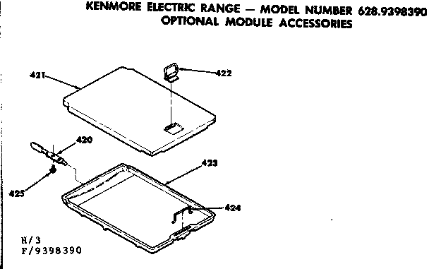 Kenmore 6289398390 optional griddle kit no. 4998050 diagram
