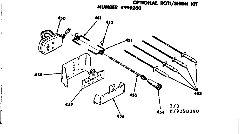 Kenmore 6289398390 optional roti/shish kit number 4998260 diagram
