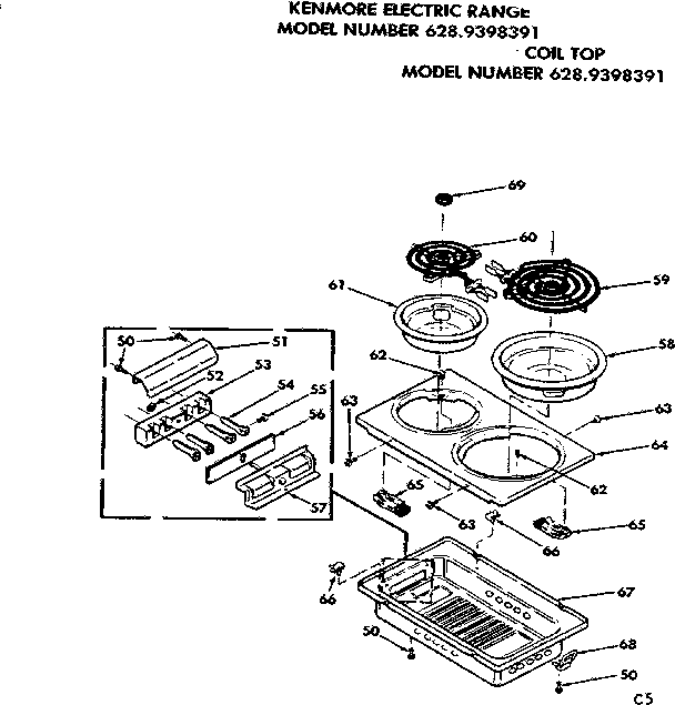 Kenmore 6289398391 coil top diagram