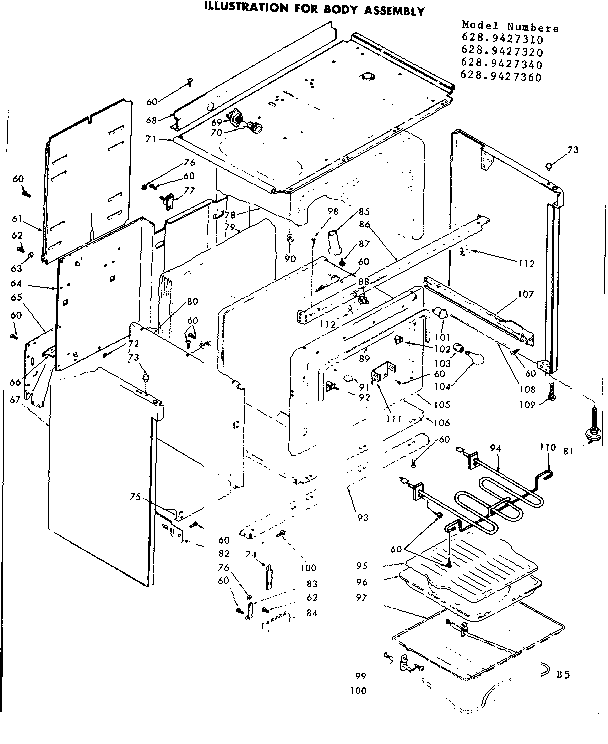 Kenmore 6289427310 body assembly diagram
