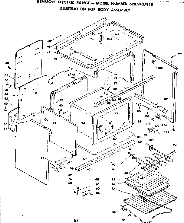 Kenmore 6289427910 body assembly diagram