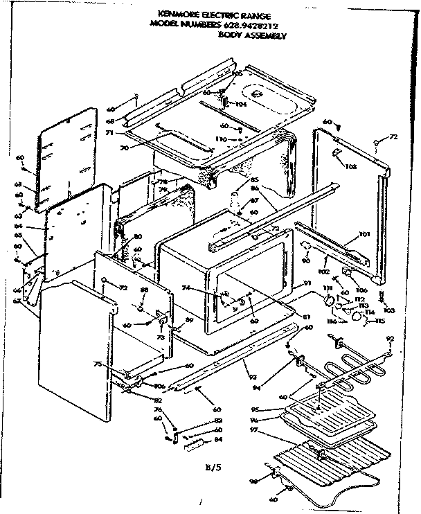 Kenmore 6289428212 body assembly diagram