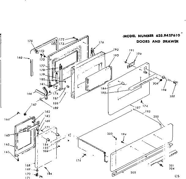 Kenmore 6289437610 doors and drawer diagram