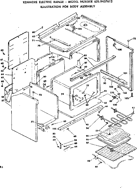 Kenmore 6289437612 body assembly diagram