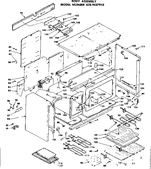 Kenmore 6289437910 body assembly diagram