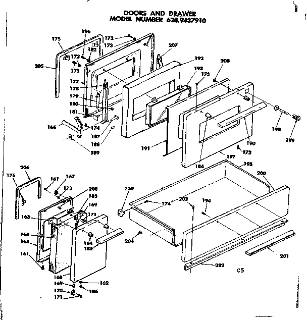 Kenmore 6289437910 doors and drawer diagram