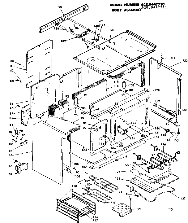 Kenmore 6289447710 body assembly diagram
