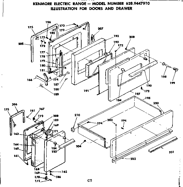 Kenmore 6289447910 doors and drawer diagram