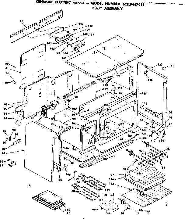 Kenmore 6289447911 body assembly diagram